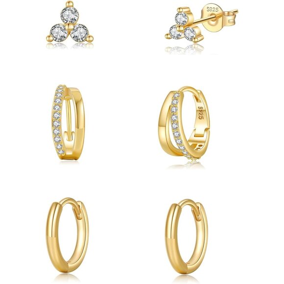 🆕 Women Gold Small Hoop Earrings Trendy Chunky Multiple Piercing Jewelry Gift - Picture 8 of 8